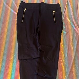 Anne Klein Black  Pants with Gold Zipper Accents
